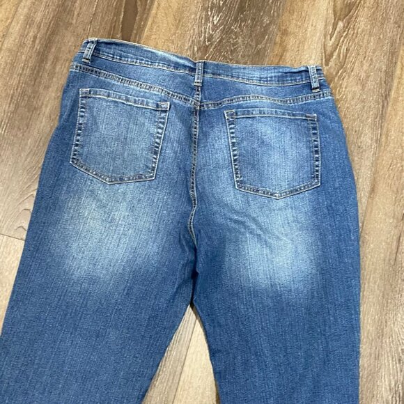 Gloria Vanderbilt Size 14 -Y2K Amanda Jeans – Blue Floral Embroidered Slimming - Picture 5 of 6